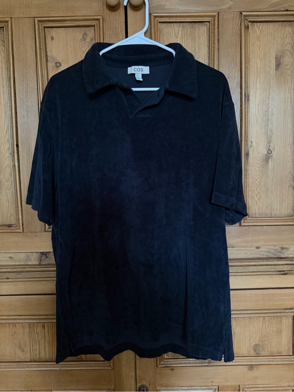 COS Men's Navy Short-Sleeve Polo Shirt